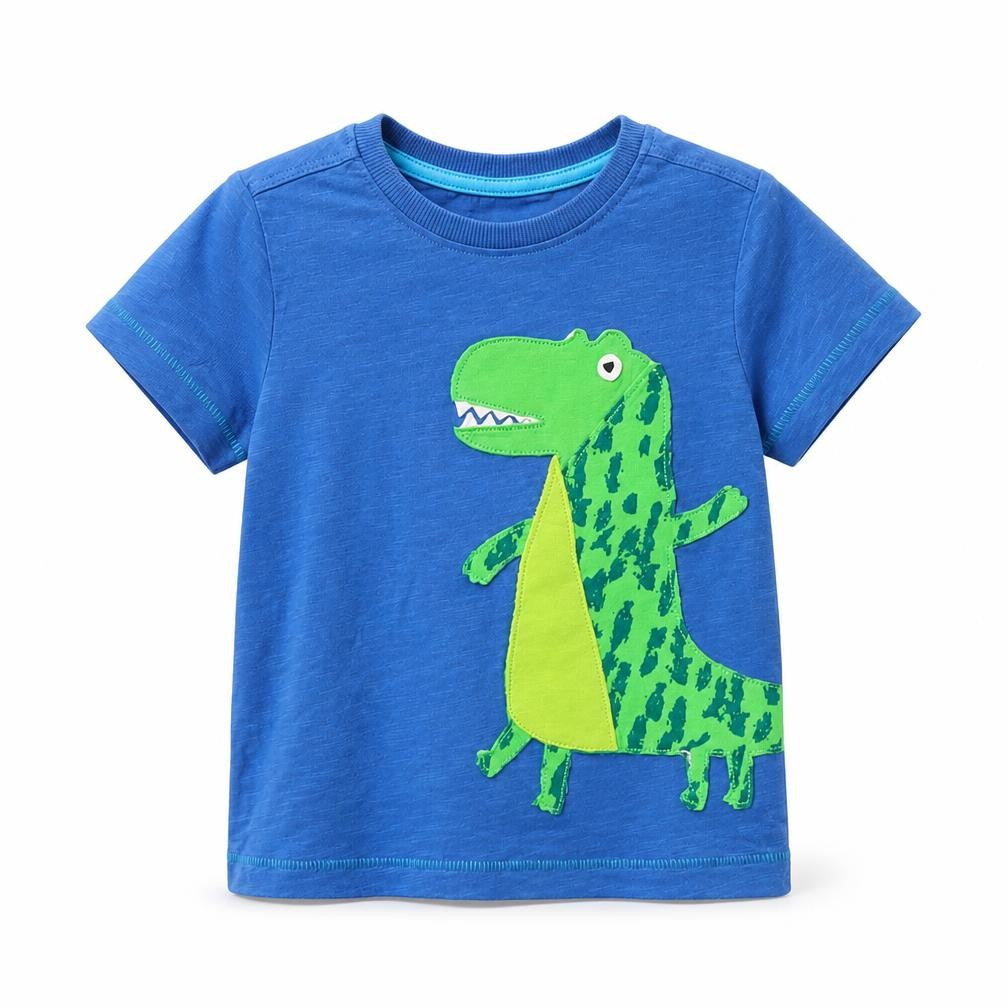 Mini Club Boys Blue  Camel Basic T-Shirt Size 12-18 Months Round Neck  - dinosaur