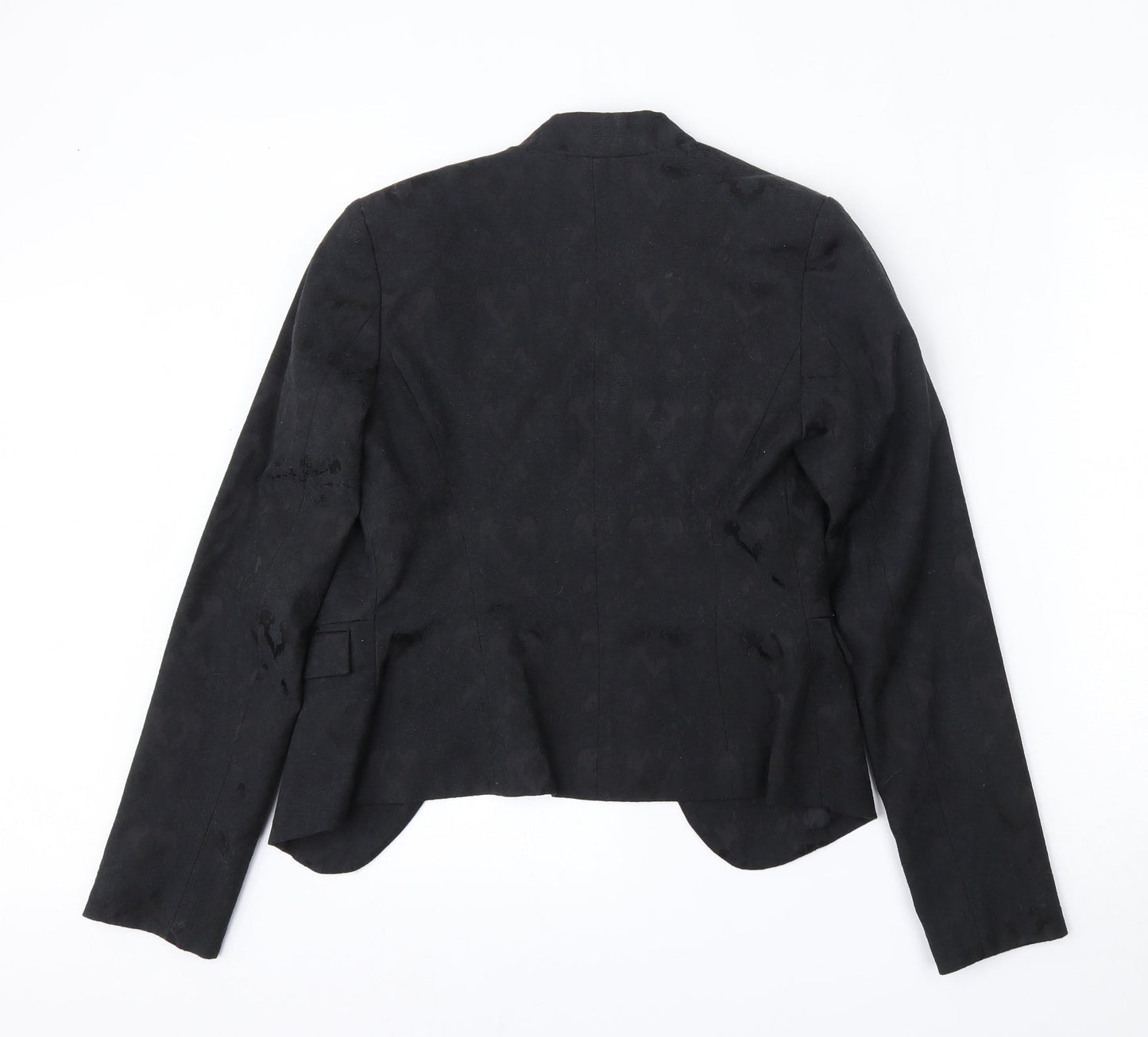 New Look Womens Black Floral Cotton Jacket Blazer Size 10
