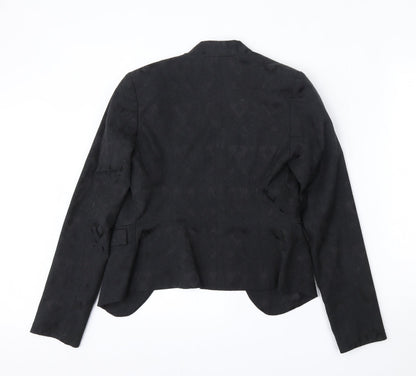 New Look Womens Black Floral Cotton Jacket Blazer Size 10