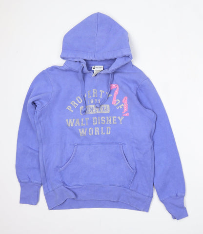 Disney Womens Blue  Cotton Pullover Hoodie Size S  Tie