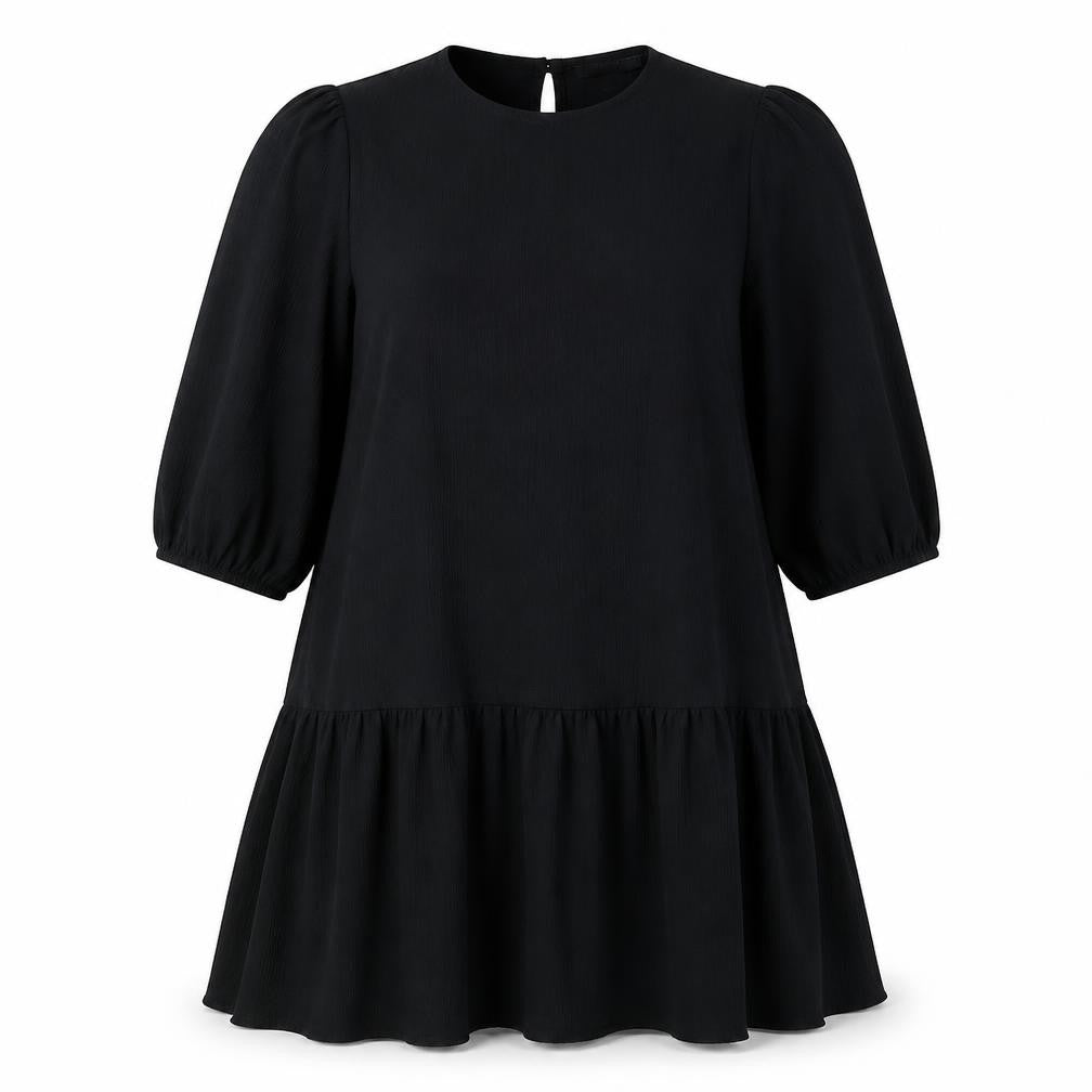 Primark Womens Black  Viscose Trapeze & Swing  Size 6  Round Neck Button