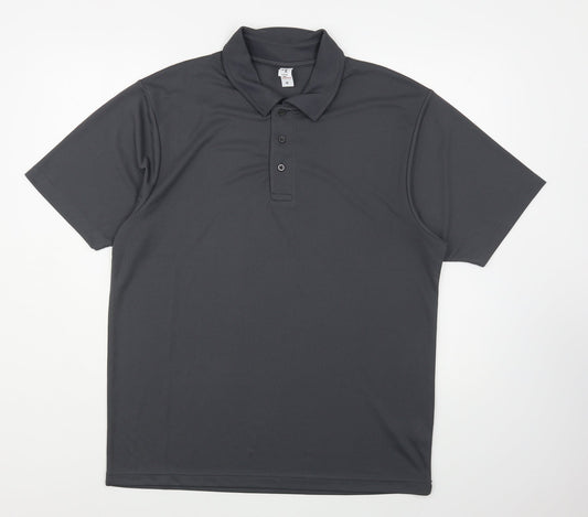 Just Cool Mens Grey  Polyester  Polo Size M Collared Button