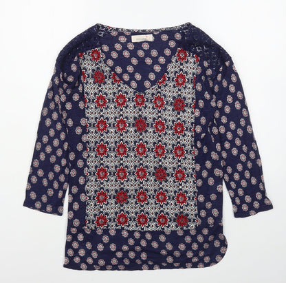 Marks & Spencer Womens Multicoloured Geometric Viscose Basic Blouse Size 10 Scoop Neck