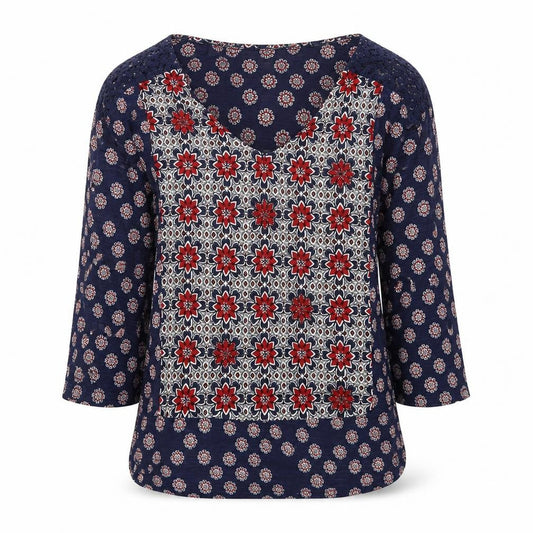 Marks and Spencer Womens Multicoloured Geometric Viscose Basic Blouse Size 10 Scoop Neck