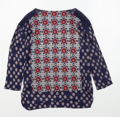 Marks & Spencer Womens Multicoloured Geometric Viscose Basic Blouse Size 10 Scoop Neck