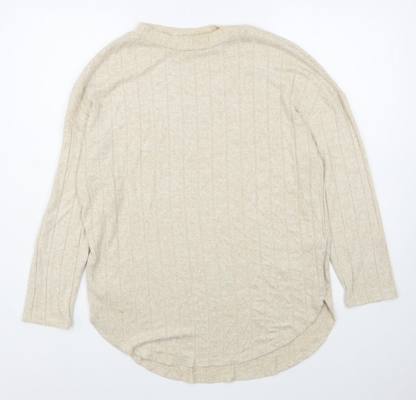 Primark Womens Beige Round Neck  Viscose Pullover Jumper Size S