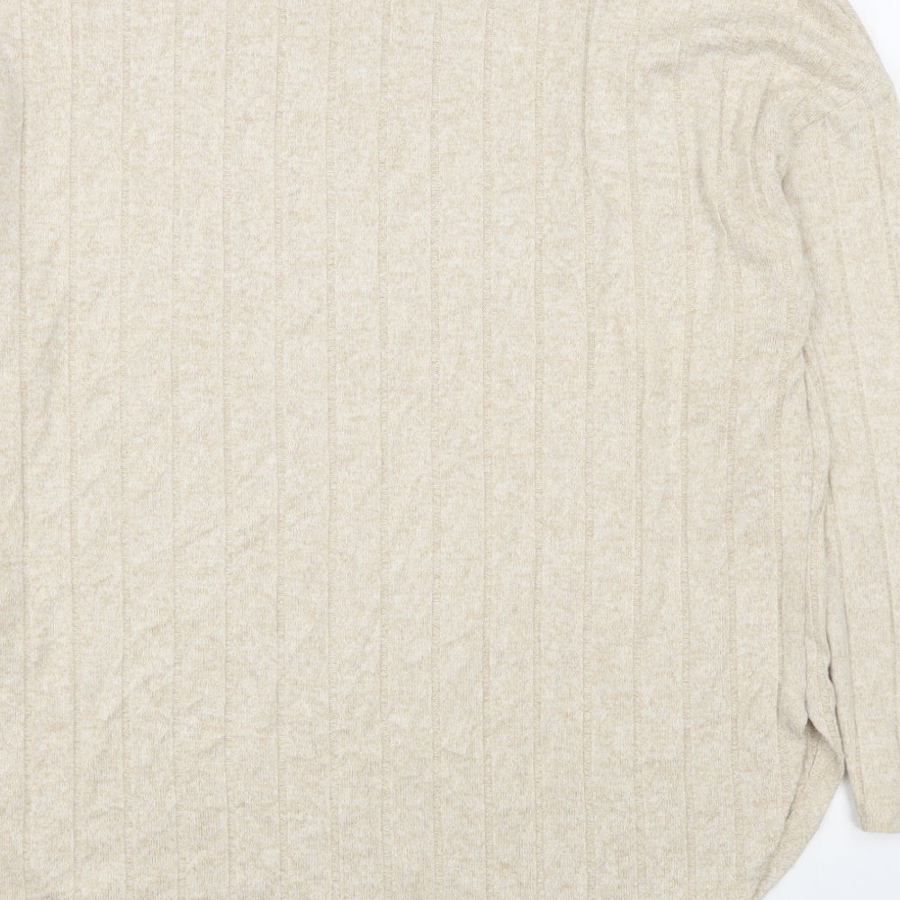 Primark Womens Beige Round Neck  Viscose Pullover Jumper Size S