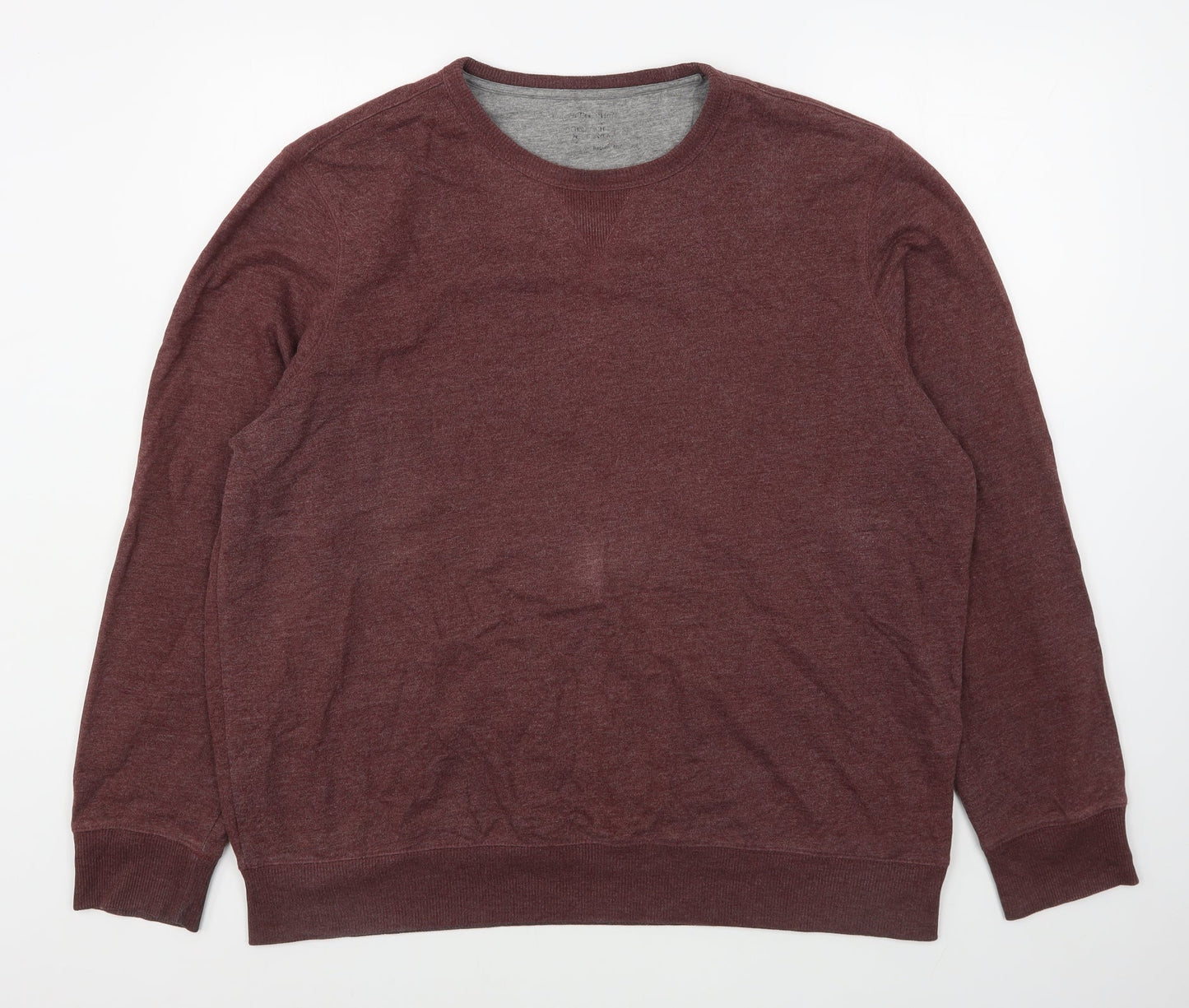 Marks and Spencer Mens Red Round Neck  Cotton Pullover Jumper Size XL