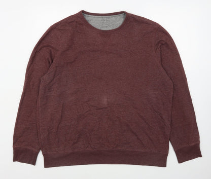 Marks & Spencer Mens Red Round Neck  Cotton Pullover Jumper Size XL