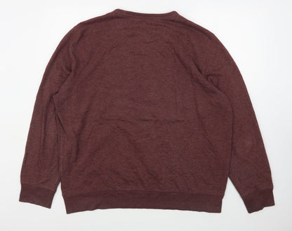 Marks & Spencer Mens Red Round Neck  Cotton Pullover Jumper Size XL