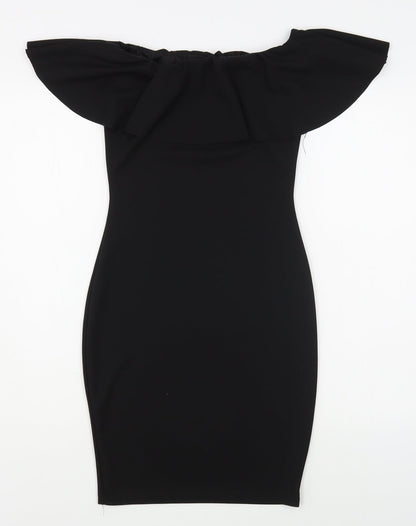 Womens Black  Polyester Bodycon  Size 8  Square Neck Pullover