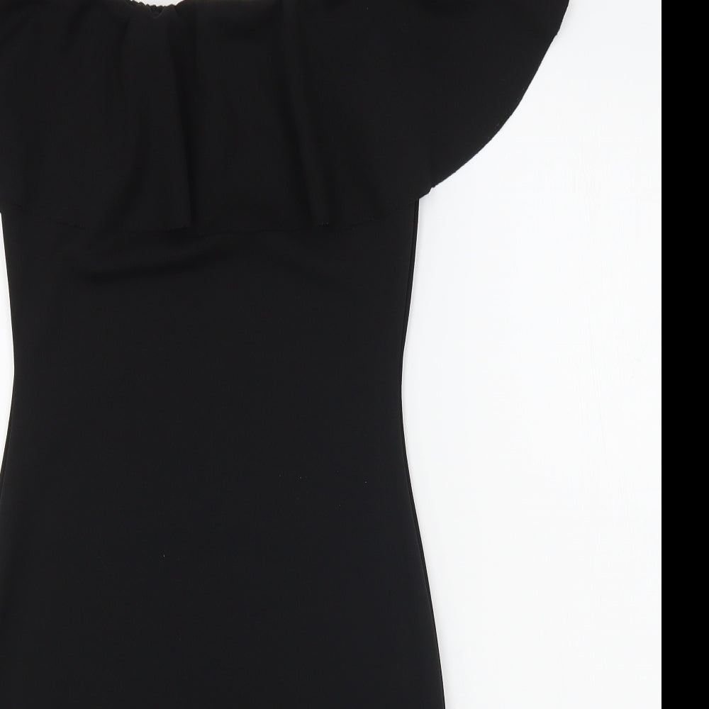 Preworn Womens Black  Polyester Bodycon  Size 8  Square Neck Pullover