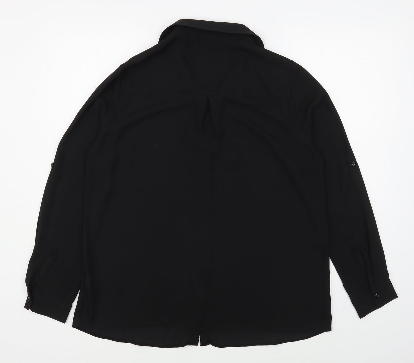 Lipsy Womens Black  Polyester Basic Button-Up Size 12 Collared