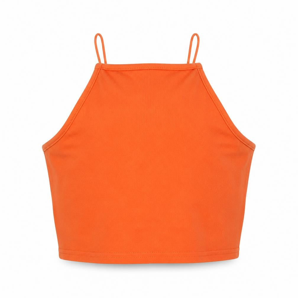 New Look Girls Orange  Cotton Cropped Tank Size 9 Years Halter Pullover