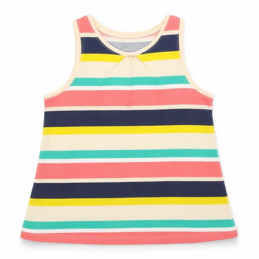 La Redoute Girls Multicoloured Striped Cotton Basic Tank Size 8 Years Round Neck Pullover