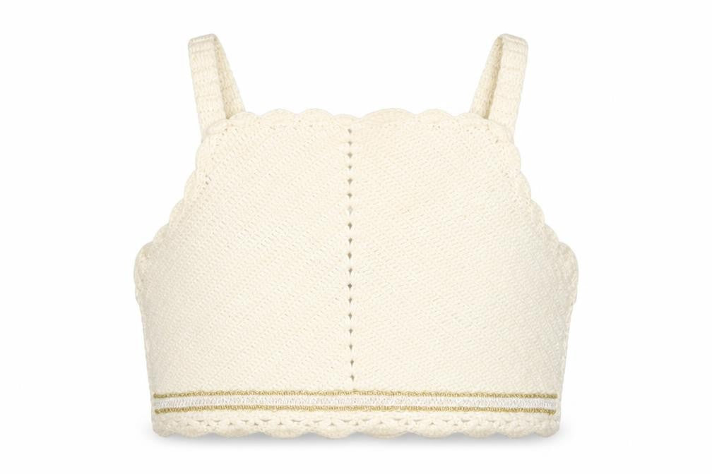 River Island Girls White Striped Cotton Cropped Tank Size 7-8 Years Halter Pullover