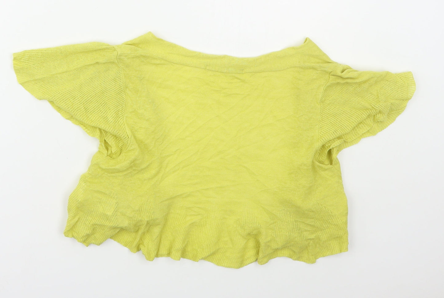 Marks and Spencer Womens Yellow V-Neck  Linen Cardigan Jumper Size 10