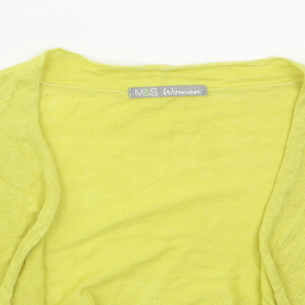 Marks and Spencer Womens Yellow V-Neck  Linen Cardigan Jumper Size 10