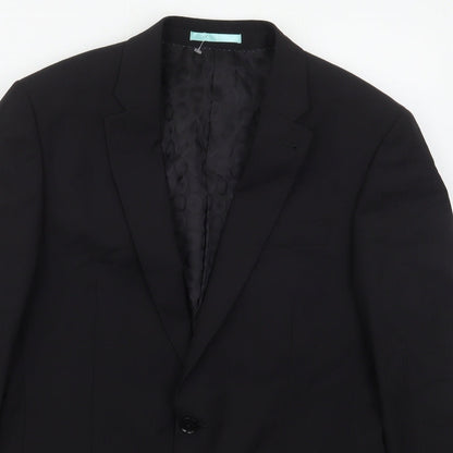 Next Mens Black Striped Wool Jacket Suit Jacket Size 38