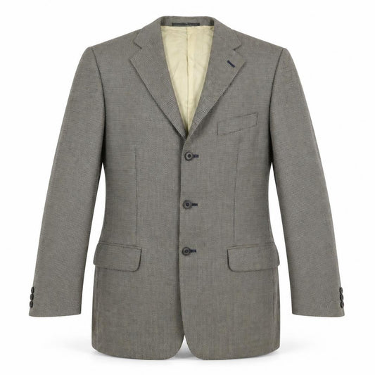 Douglas Mens Beige Houndstooth Wool Jacket Suit Jacket Size 40