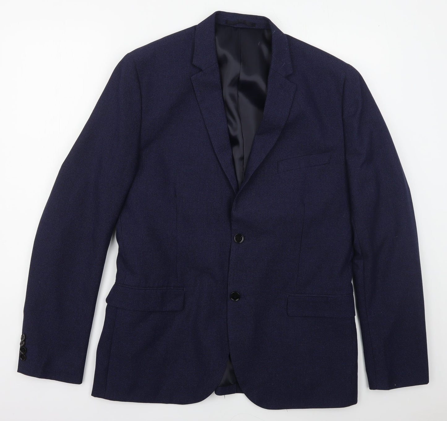 H&M Mens Blue  Polyester Jacket Suit Jacket Size 44