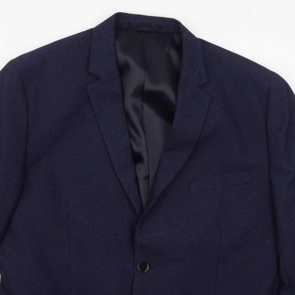H&M Mens Blue  Polyester Jacket Suit Jacket Size 44