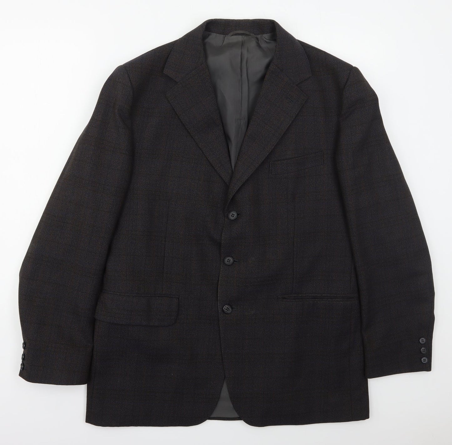 Trent Mens Grey Check Wool Jacket Suit Jacket Size 40