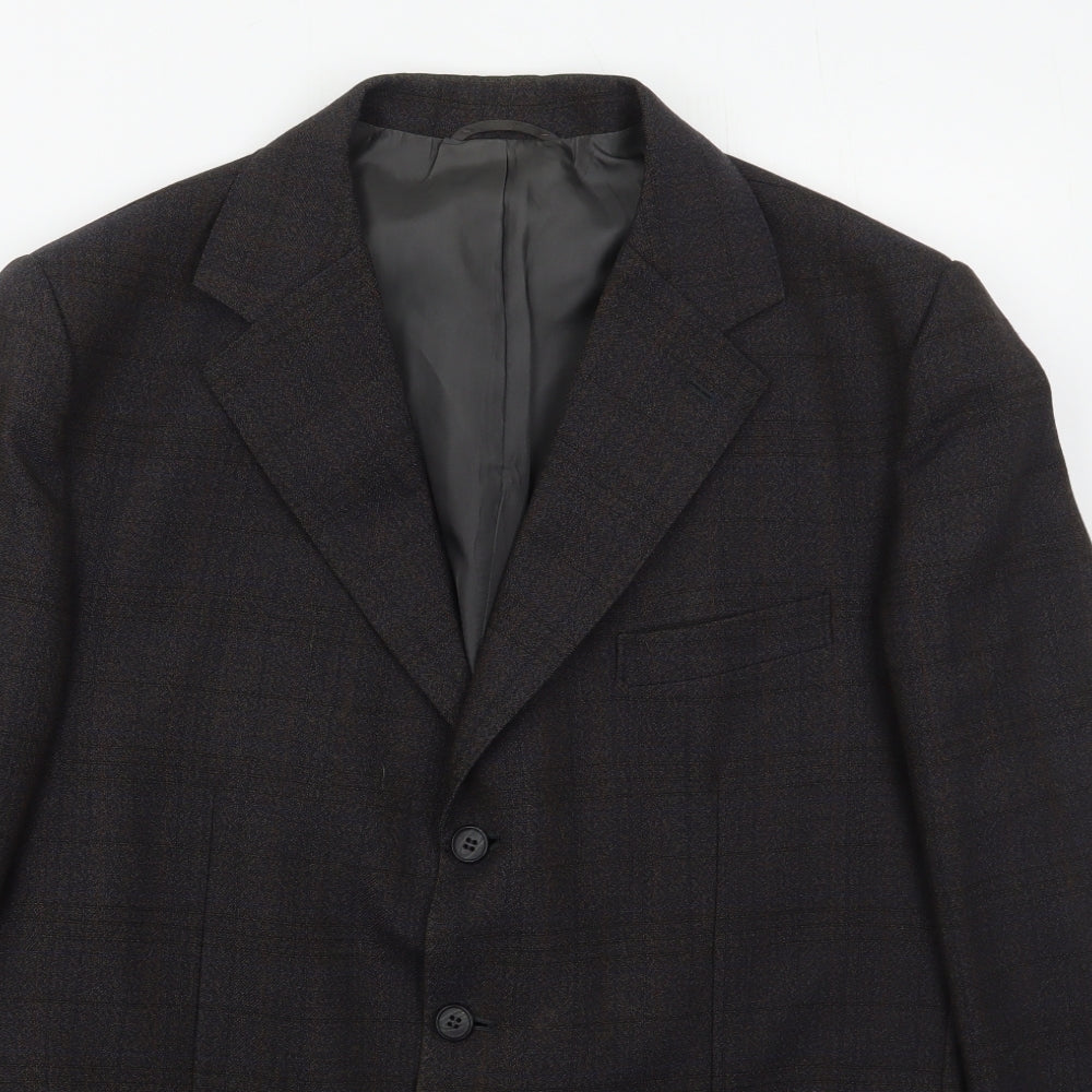 Trent Mens Grey Check Wool Jacket Suit Jacket Size 40