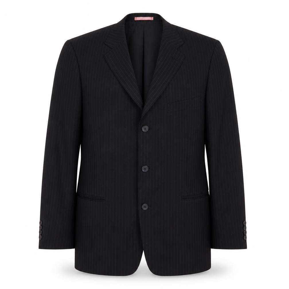 Taylor & Wright Mens Black Striped Polyester Jacket Suit Jacket Size 42