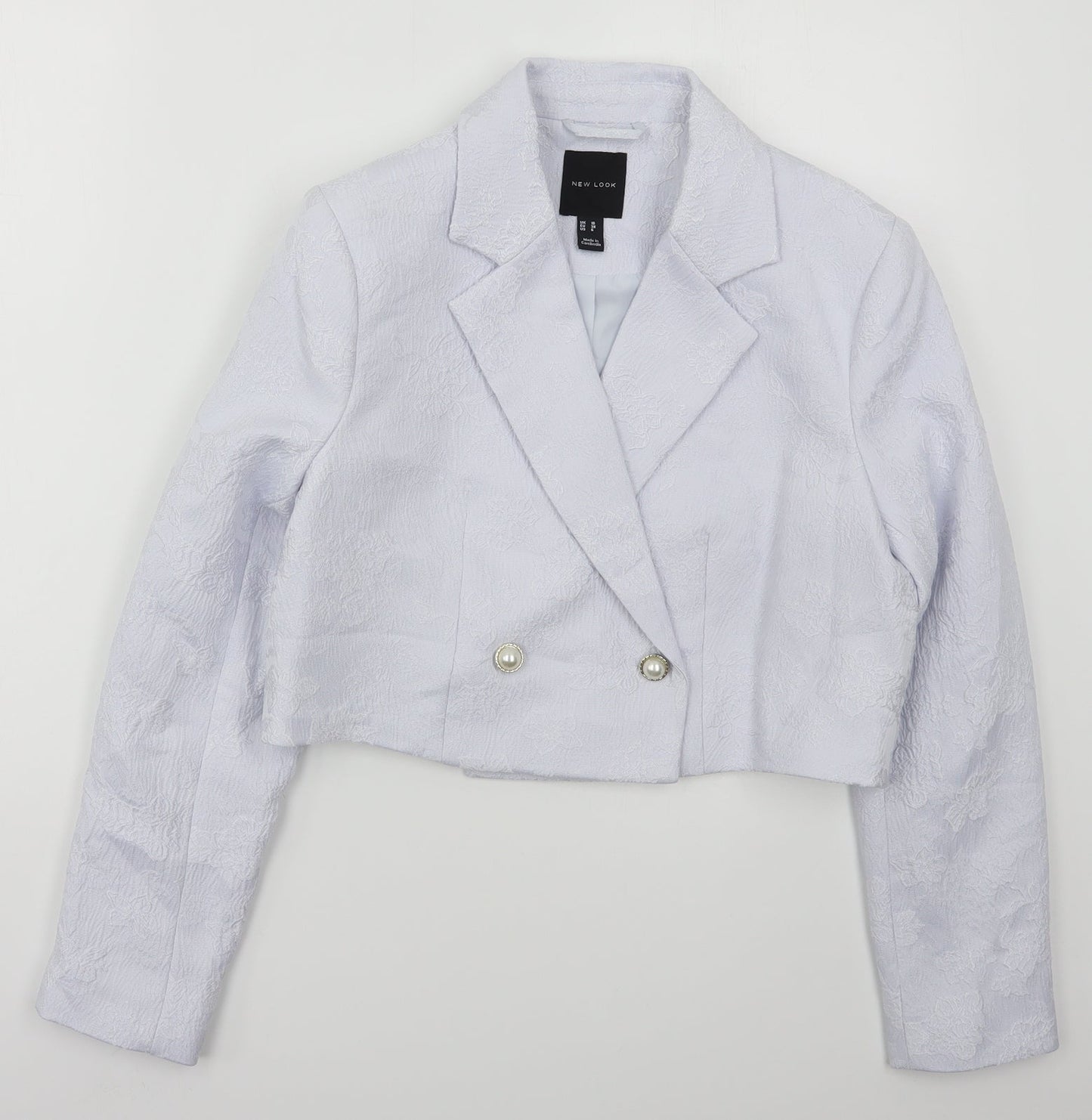 New Look Womens Blue Floral  Jacket  Size 10  Button