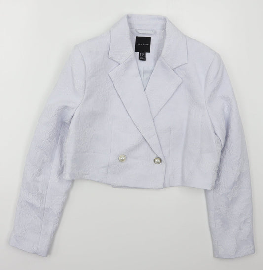 New Look Womens Blue Floral  Jacket  Size 10  Button