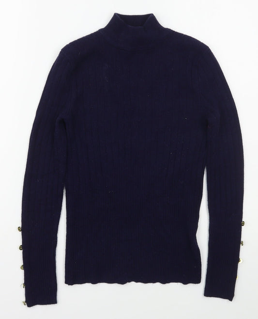 Marks and Spencer Womens Black Mock Neck  Viscose Pullover Jumper Size 6