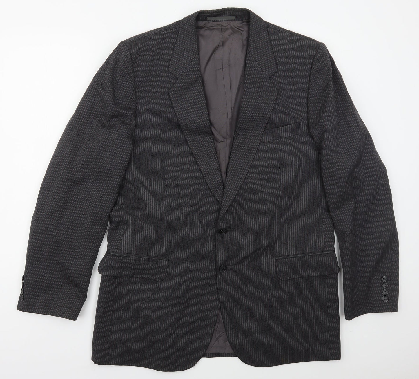 St Michael Mens Grey Striped Wool Jacket Suit Jacket Size 42