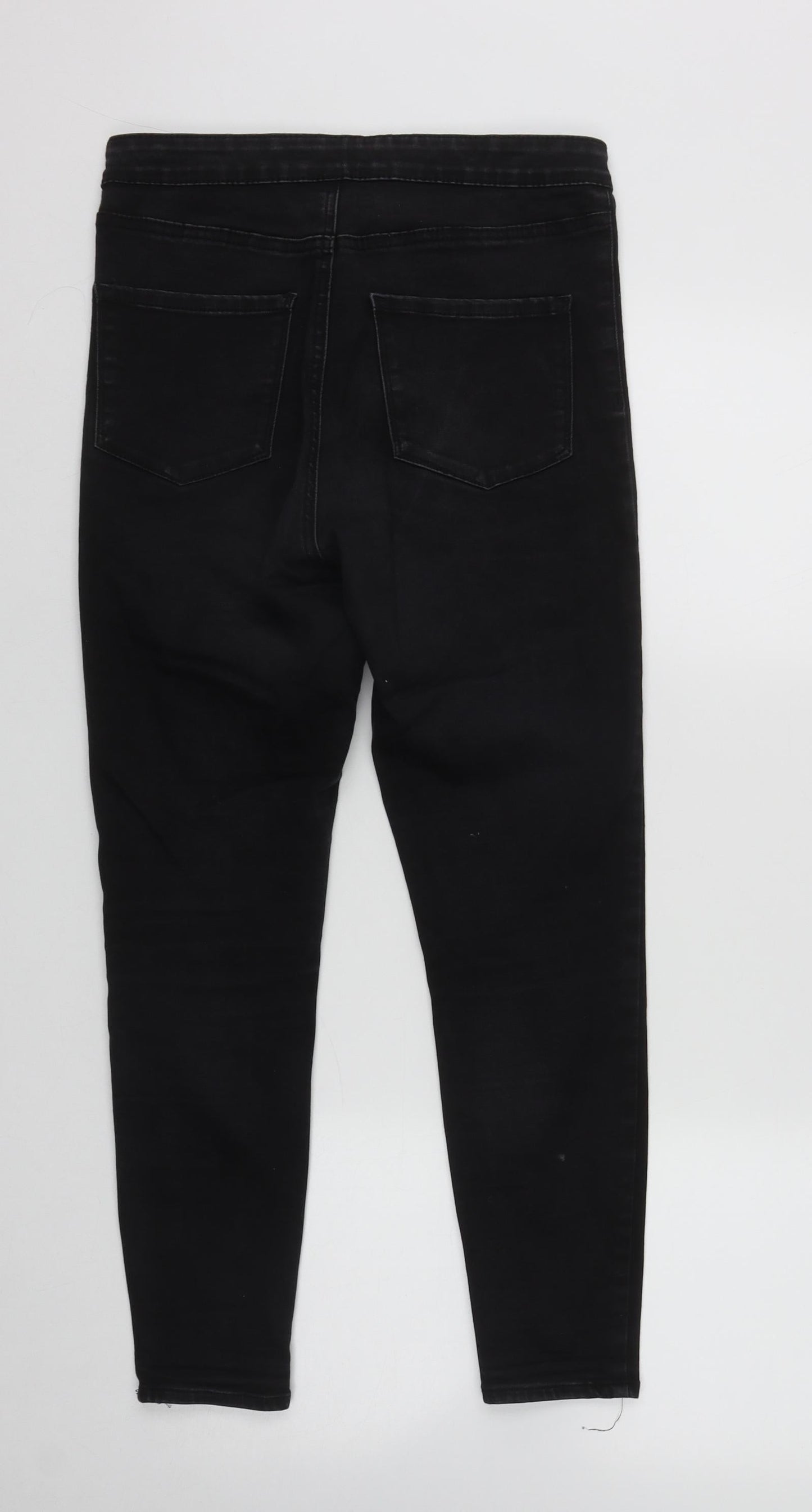 Denim & Co. Womens Black  Cotton Straight Jeans Size 12 L22 in Regular Zip