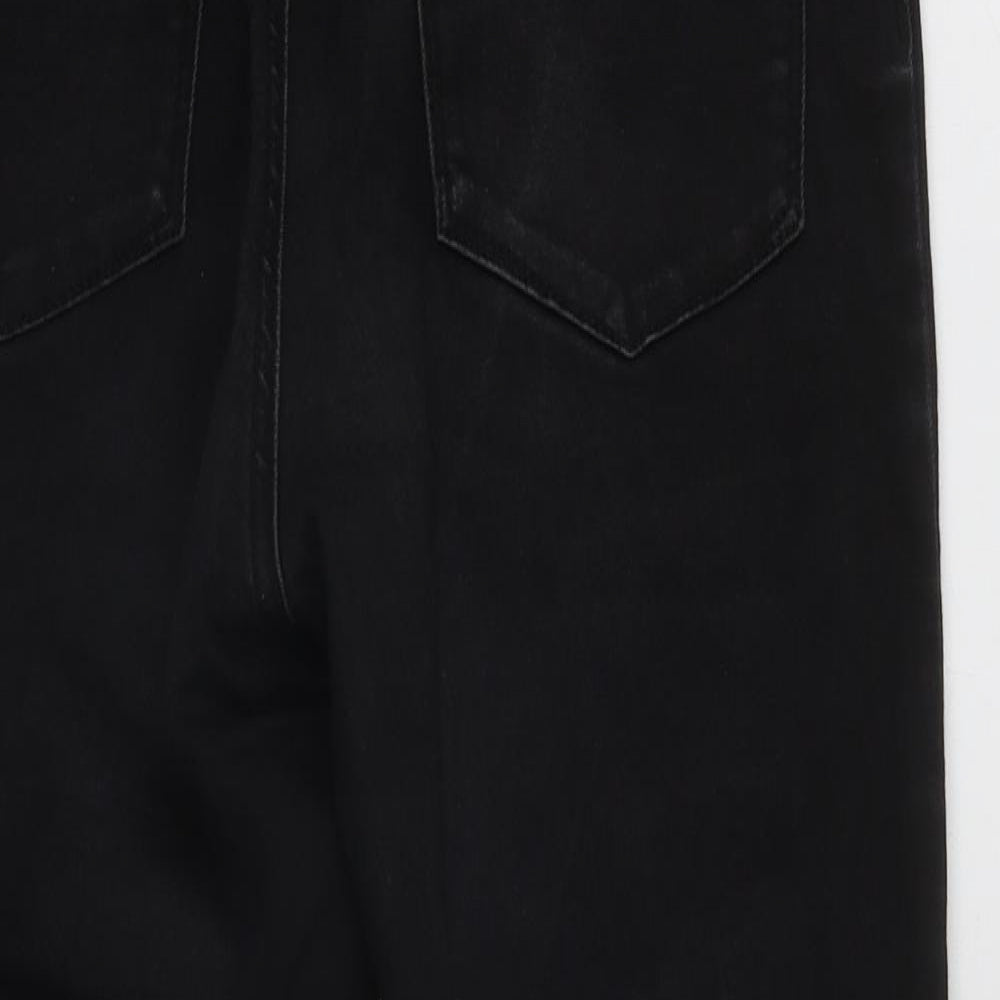 Denim & Co. Womens Black  Cotton Straight Jeans Size 12 L22 in Regular Zip