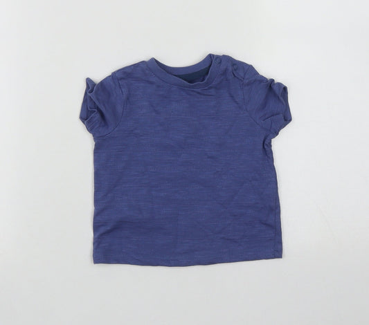 F&F Boys Blue  Cotton Basic Casual Size 3-6 Months Round Neck Push Lock