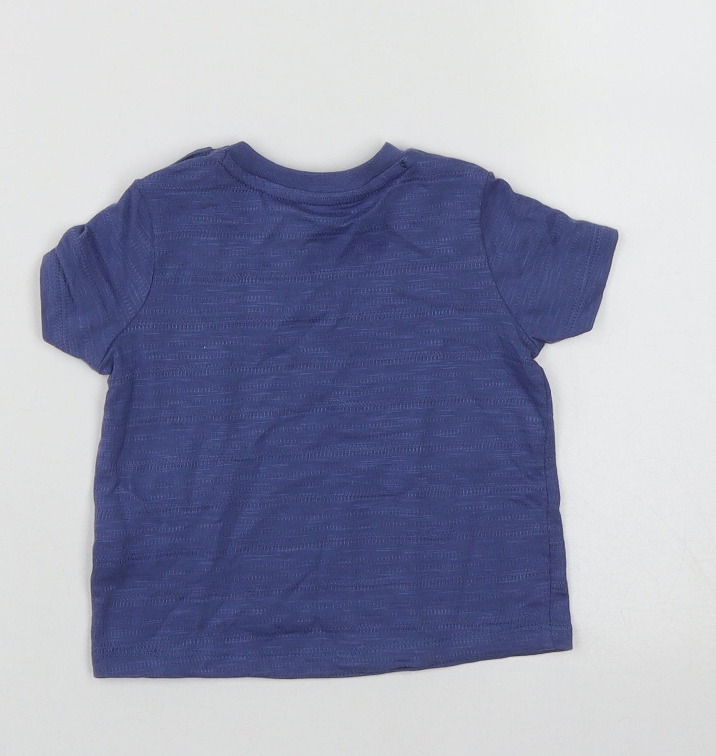 F&F Boys Blue  Cotton Basic Casual Size 3-6 Months Round Neck Push Lock