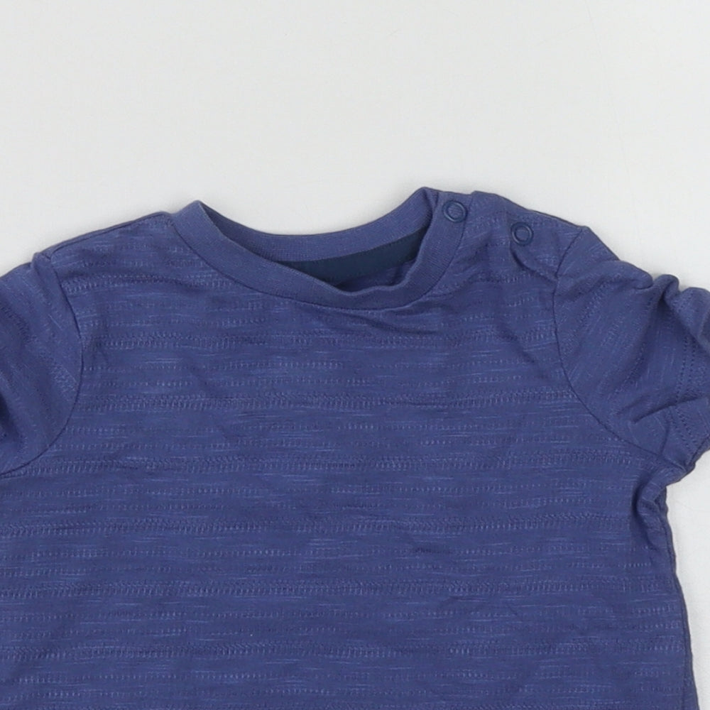 F&F Boys Blue  Cotton Basic Casual Size 3-6 Months Round Neck Push Lock