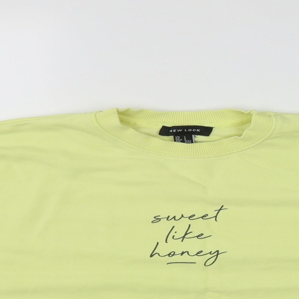 New Look Womens Yellow Round Neck  Cotton Pullover Jumper Size S