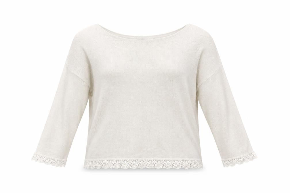 Blue Vanilla Womens White Scoop Neck  Polyester Pullover Jumper Size S