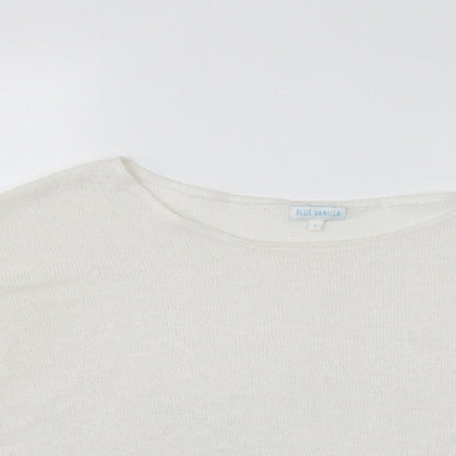 Blue Vanilla Womens White Scoop Neck  Polyester Pullover Jumper Size S