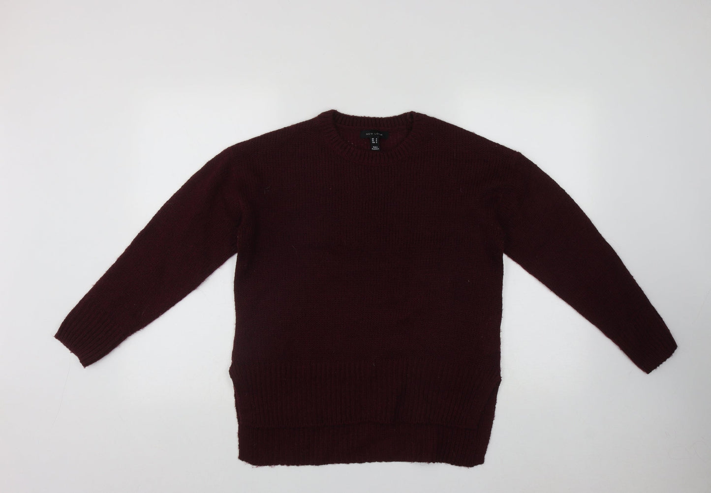 New Look Womens Red Round Neck  Acrylic Pullover Jumper Size S