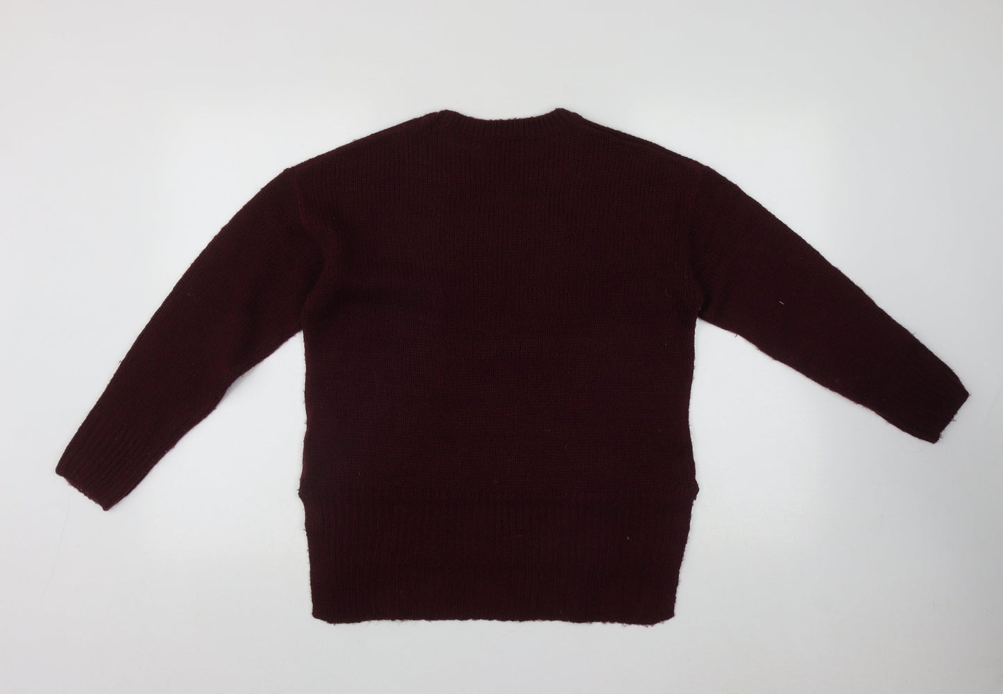 New Look Womens Red Round Neck  Acrylic Pullover Jumper Size S