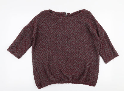 Next Womens Red Round Neck  Acrylic Pullover Jumper Size 14