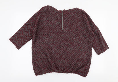 Next Womens Red Round Neck  Acrylic Pullover Jumper Size 14