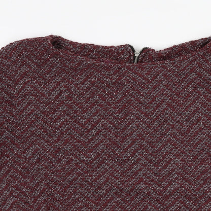 Next Womens Red Round Neck  Acrylic Pullover Jumper Size 14