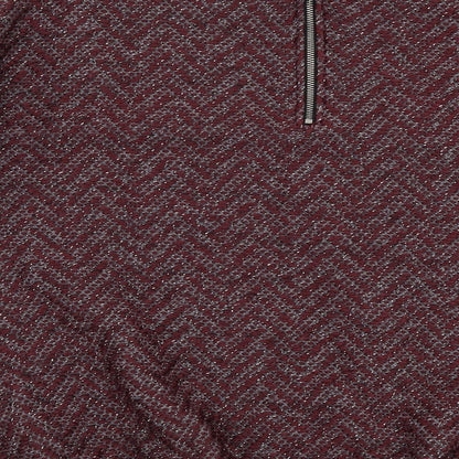 Next Womens Red Round Neck  Acrylic Pullover Jumper Size 14