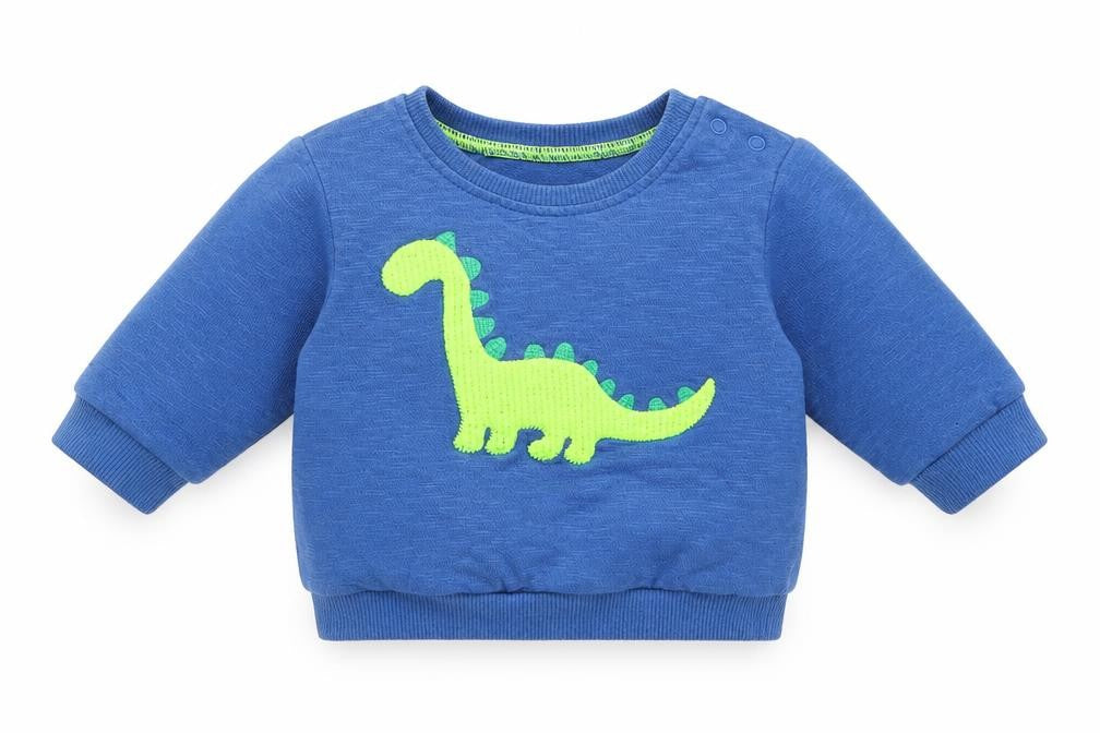 Next Boys Blue  100% Cotton Pullover Jumper Size 0-3 Months  Snap - Dinosaur