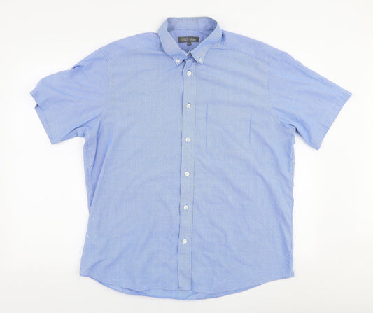 Marks and Spencer Mens Blue  Polyester  Button-Up Size M Collared Button