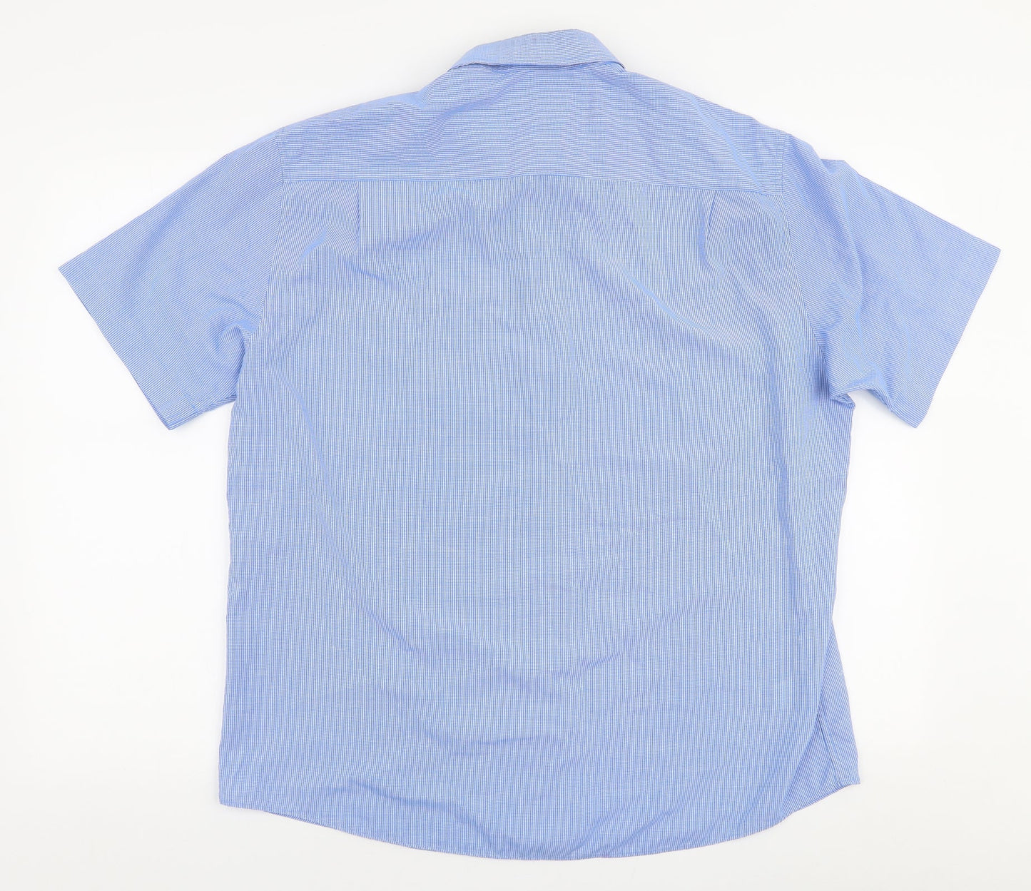 Marks and Spencer Mens Blue  Polyester  Button-Up Size M Collared Button